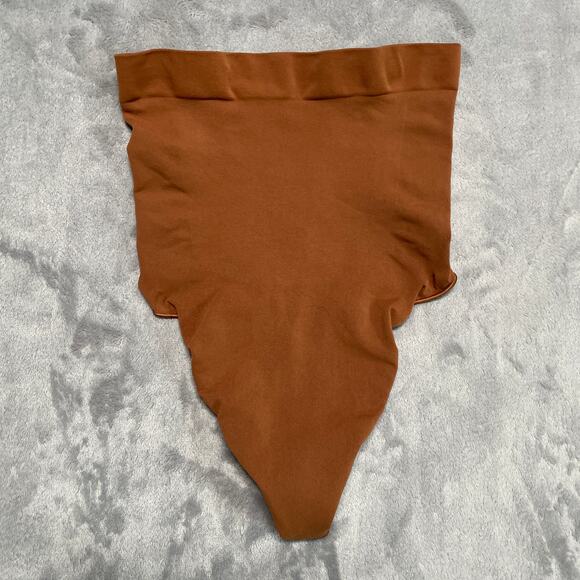 Skims Seamless Sculpt Mid Waist Thong Shapewear Women Large Brown Shaping Smooth - Picture 1 of 7